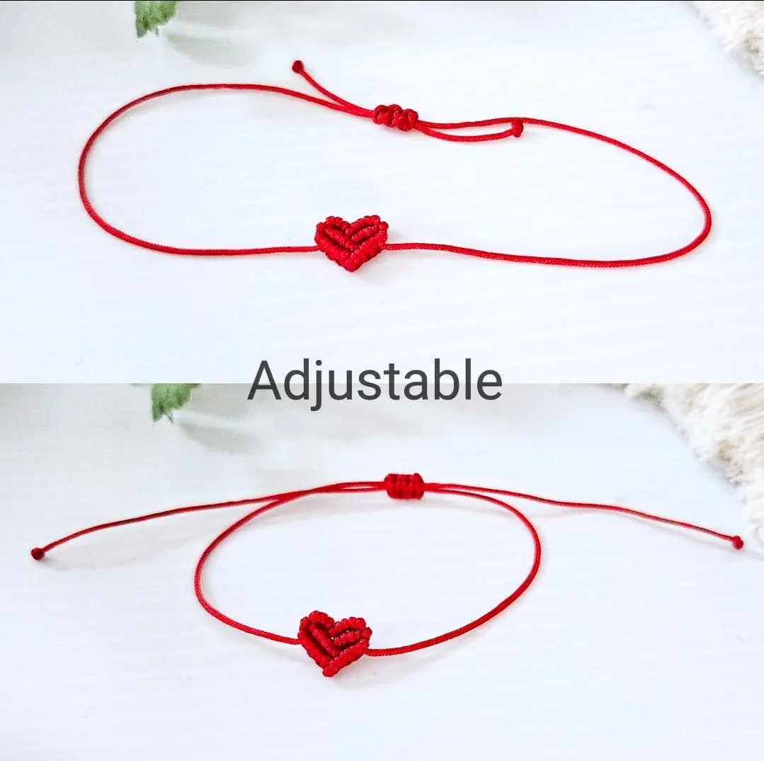 Macrame mini heart bracelets. Adustable for kids and adults. friendship bracelets. valentines day or birthday