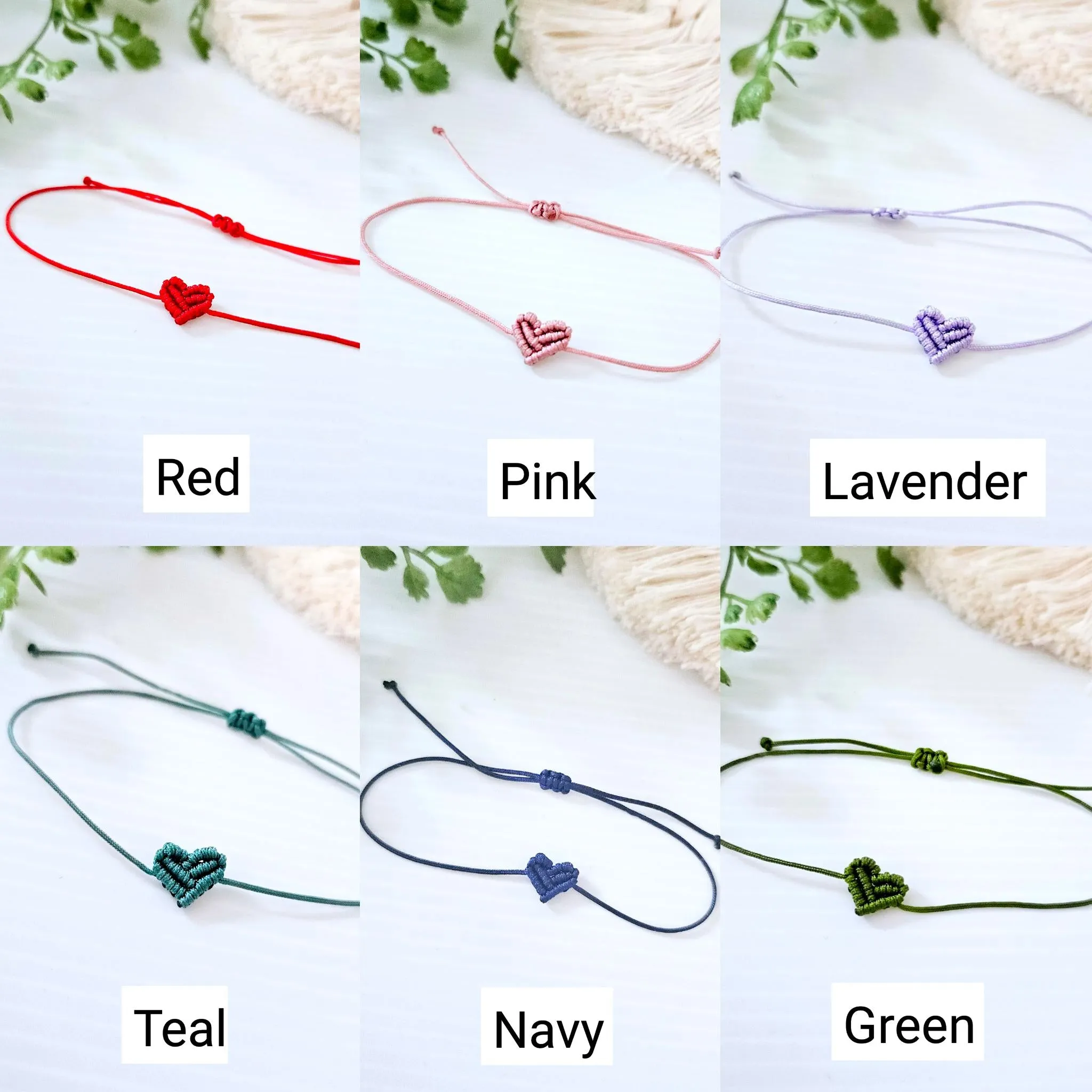 Macrame mini heart bracelets. Adustable for kids and adults. friendship bracelets. valentines day or birthday