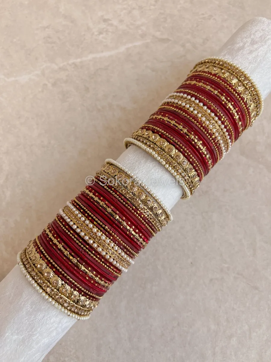 Maroon Bridal Bangle set