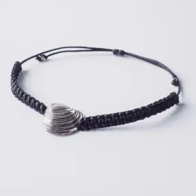 Master clam - macrame bracelet - silver 925 - black oxidation - unisex