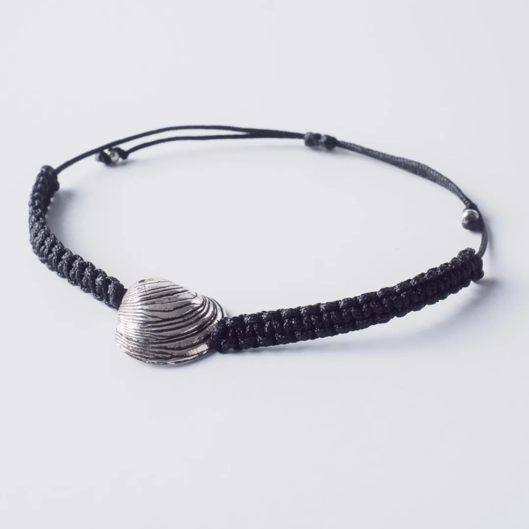Master clam - macrame bracelet - silver 925 - black oxidation - unisex