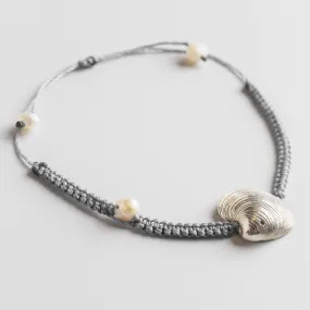 Master clam - macrame bracelet - silver 925 - grey