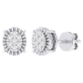 Men's Miracle Plate Oval Shaped Diamond Stud Earrings 0.04ct 14K Gold