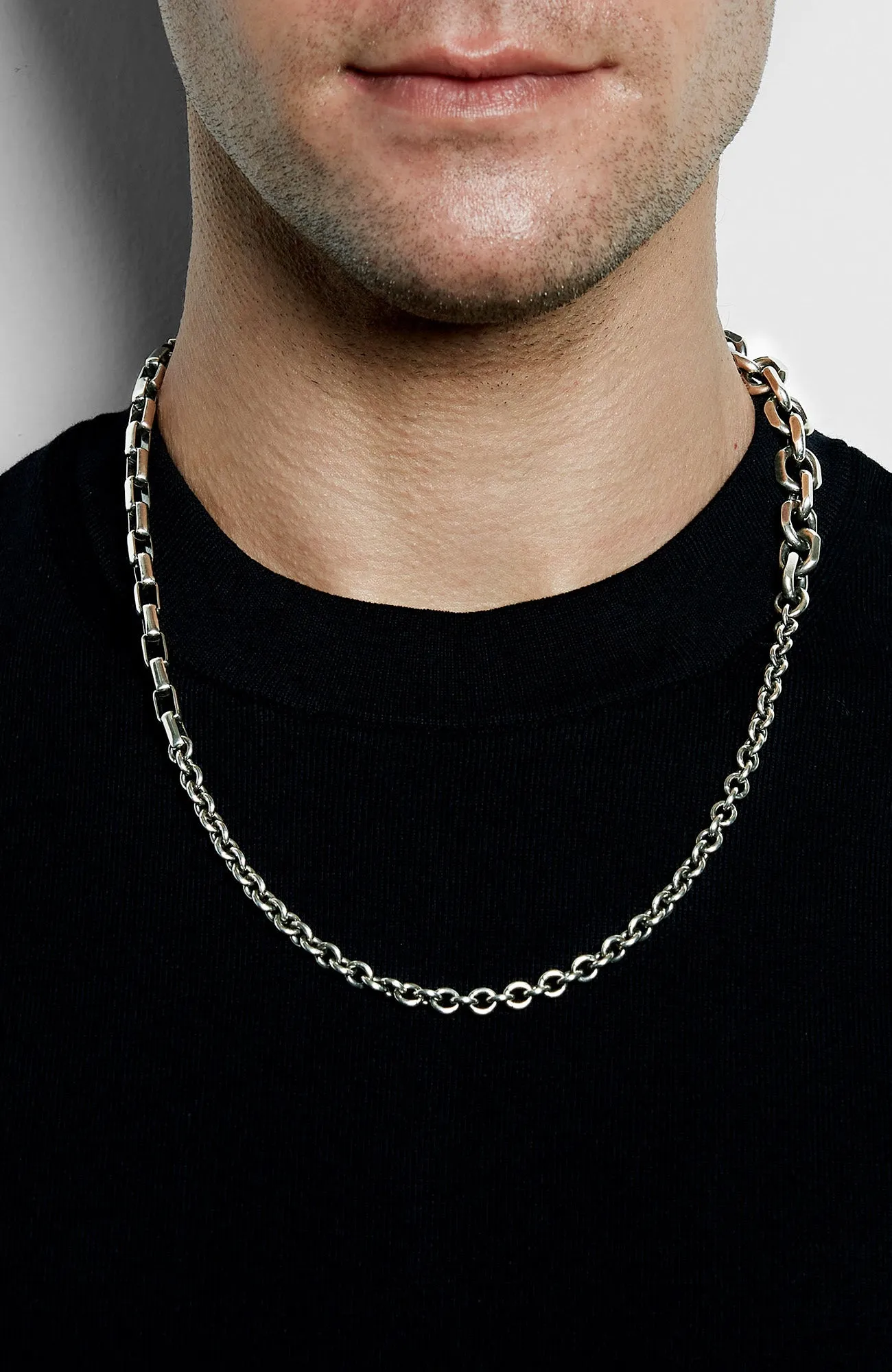 MIXED CHAIN STERLING SILVER NECKLACE 135