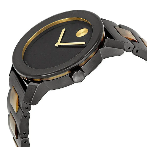 Movado Bold Black Dial Black IP Stainless Steel and Tortoise Bracelet Unisex 3600152