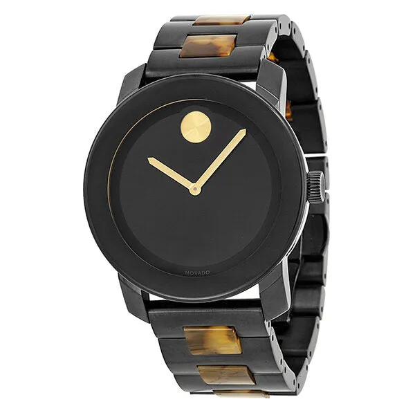 Movado Bold Black Dial Black IP Stainless Steel and Tortoise Bracelet Unisex 3600152