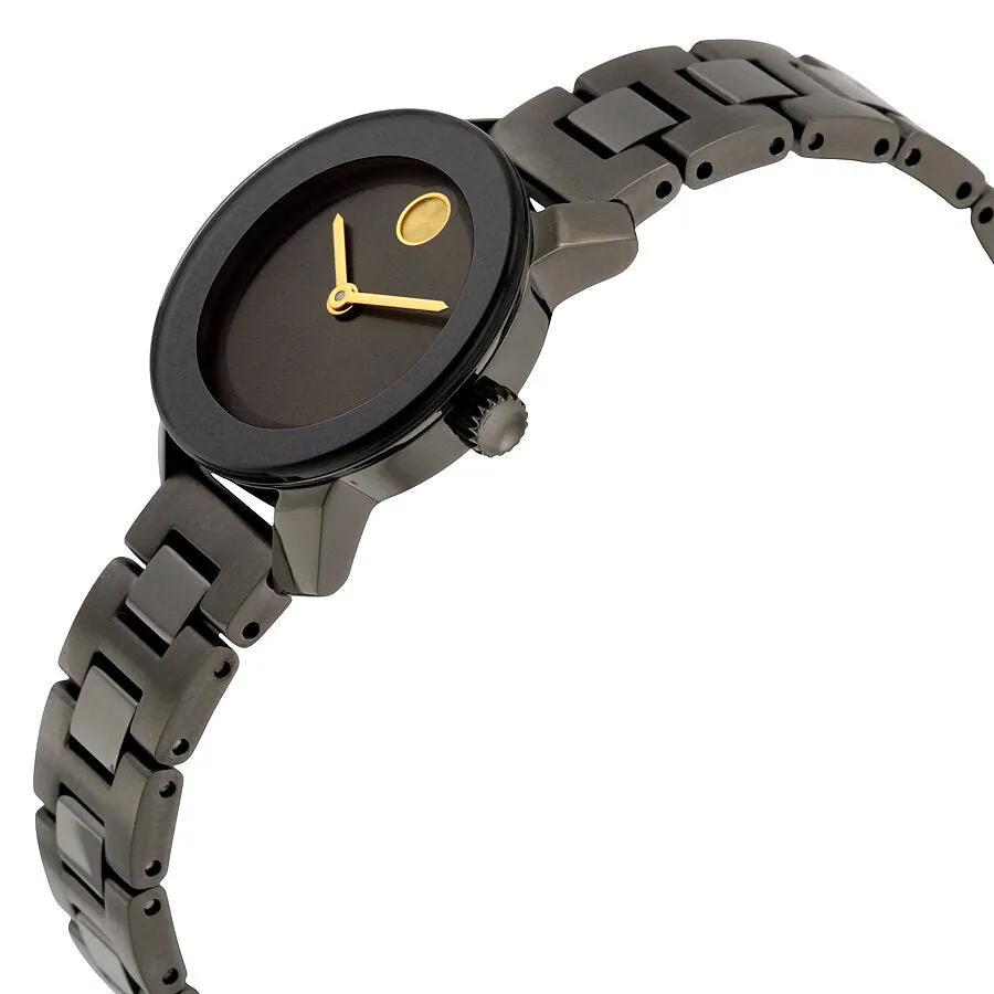 Movado Bold Grey Dial Gunmetal Ion-plated Ladies Quartz Watch 3600326