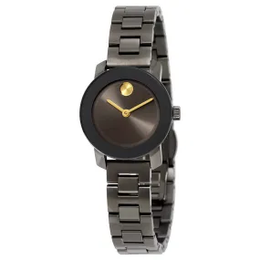 Movado Bold Grey Dial Gunmetal Ion-plated Ladies Quartz Watch 3600326