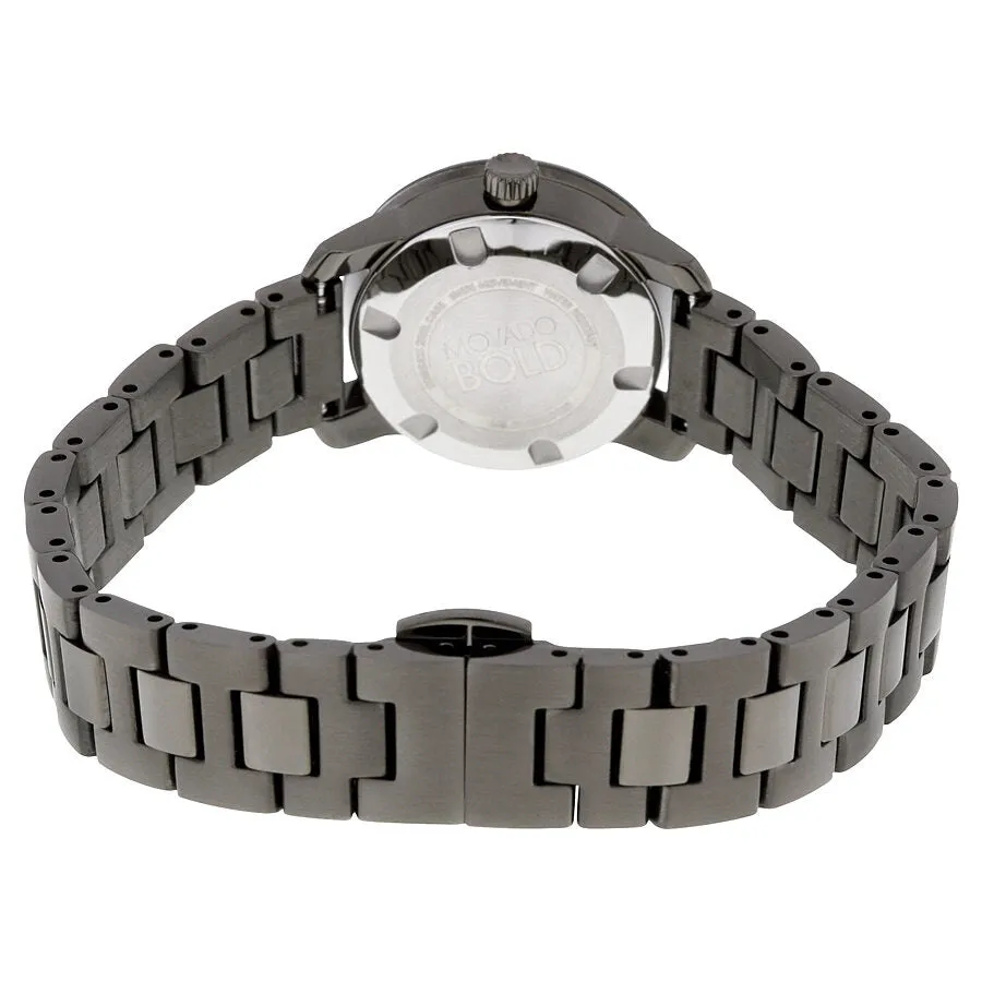 Movado Bold Grey Dial Gunmetal Ion-plated Ladies Quartz Watch 3600326