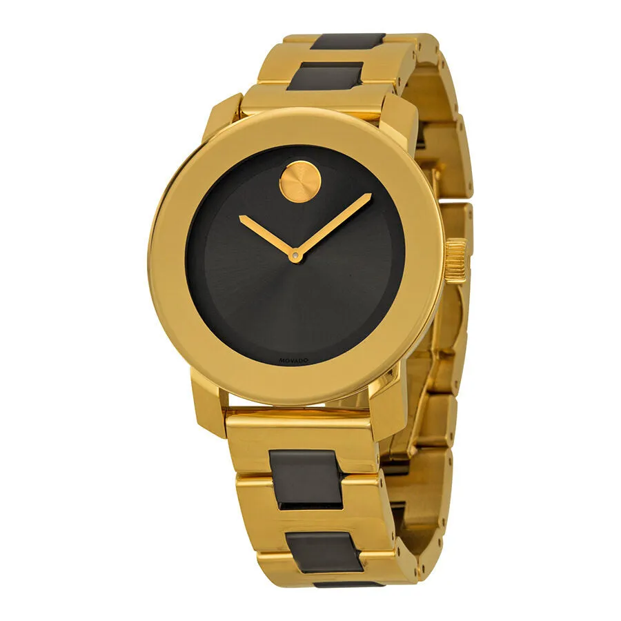 Movado Bold Grey Sunray Dial Yellow Gold and Grey Ion-plated Stainless Steel Band Ladies Quartz Watch 3600338