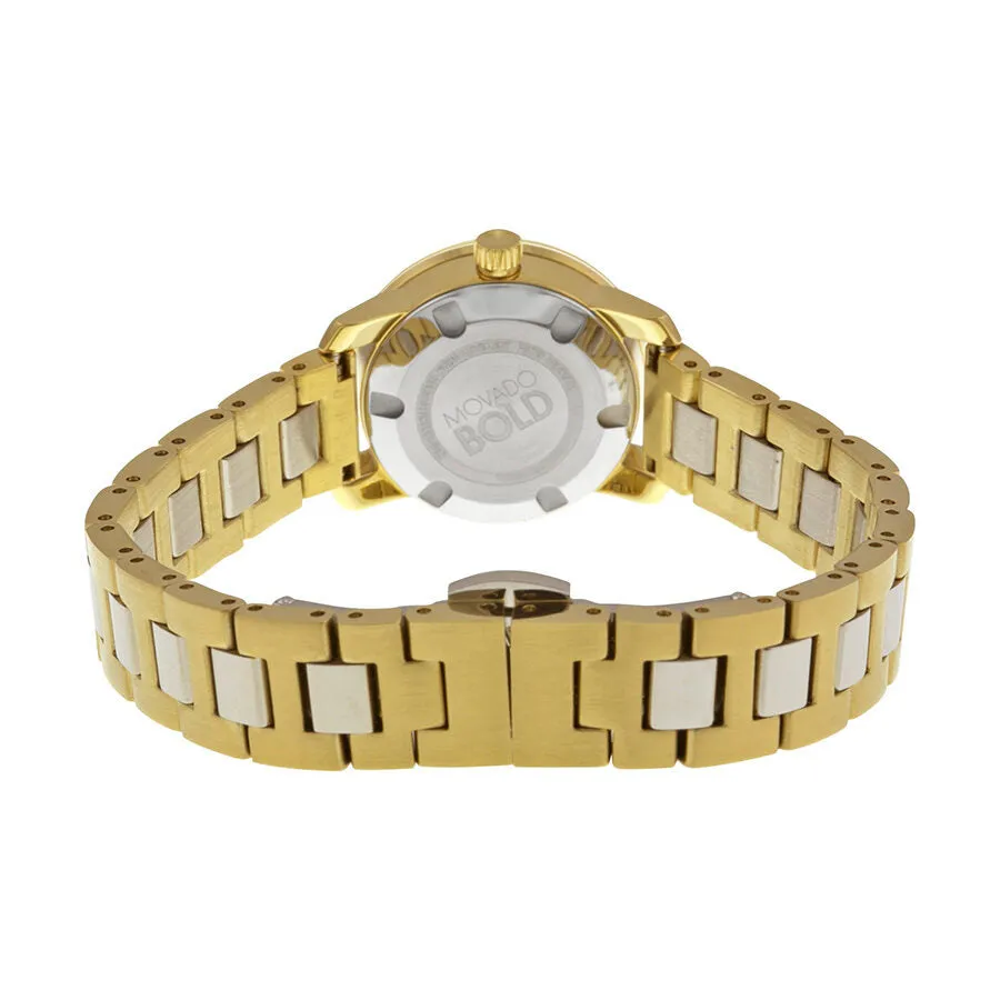 Movado Bold Silver Sunray Dial Silver- Gold tone Stainless Steel Band Ladies Quartz Watch 3600336