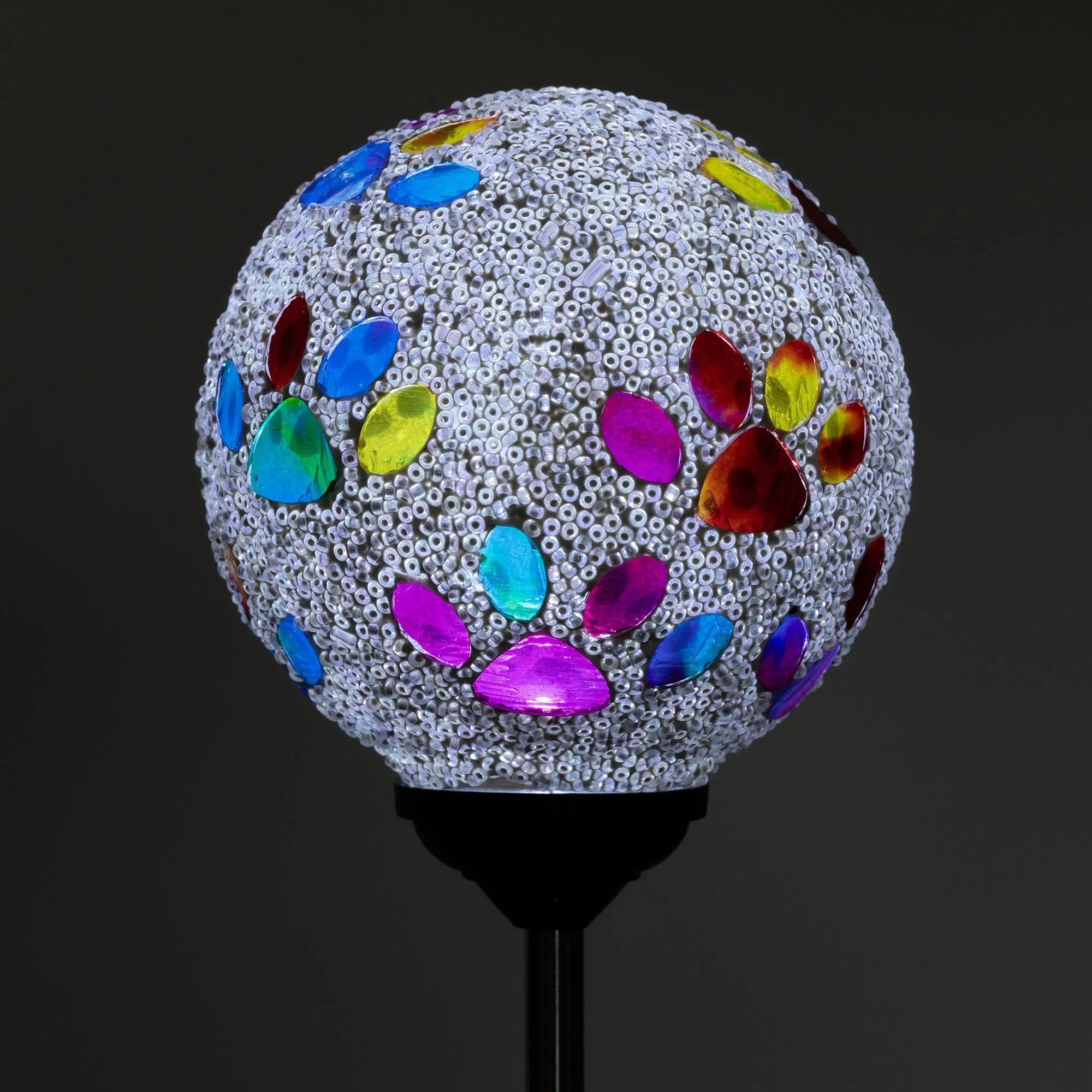 Multicolor Paws Beaded Solar Garden Stake