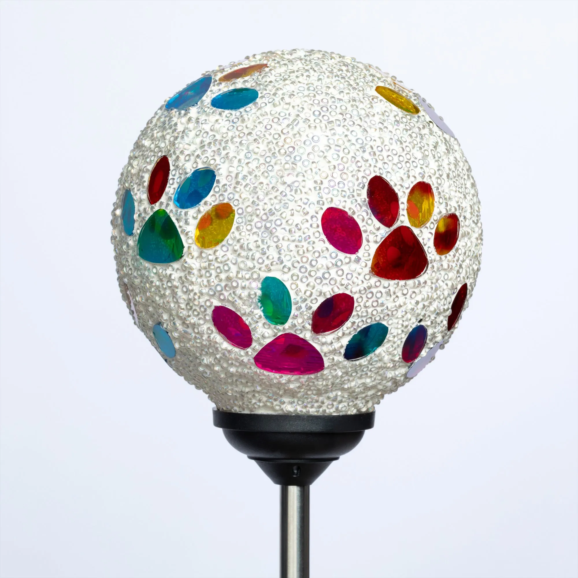 Multicolor Paws Beaded Solar Garden Stake