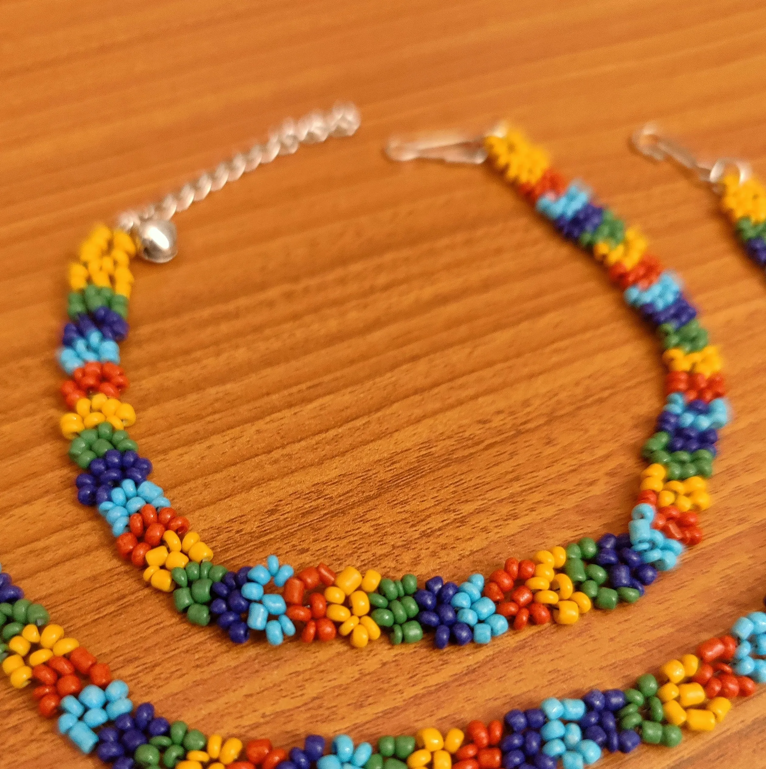 MULTICOLOUR BEADS SILVER PLATED ANKLETS