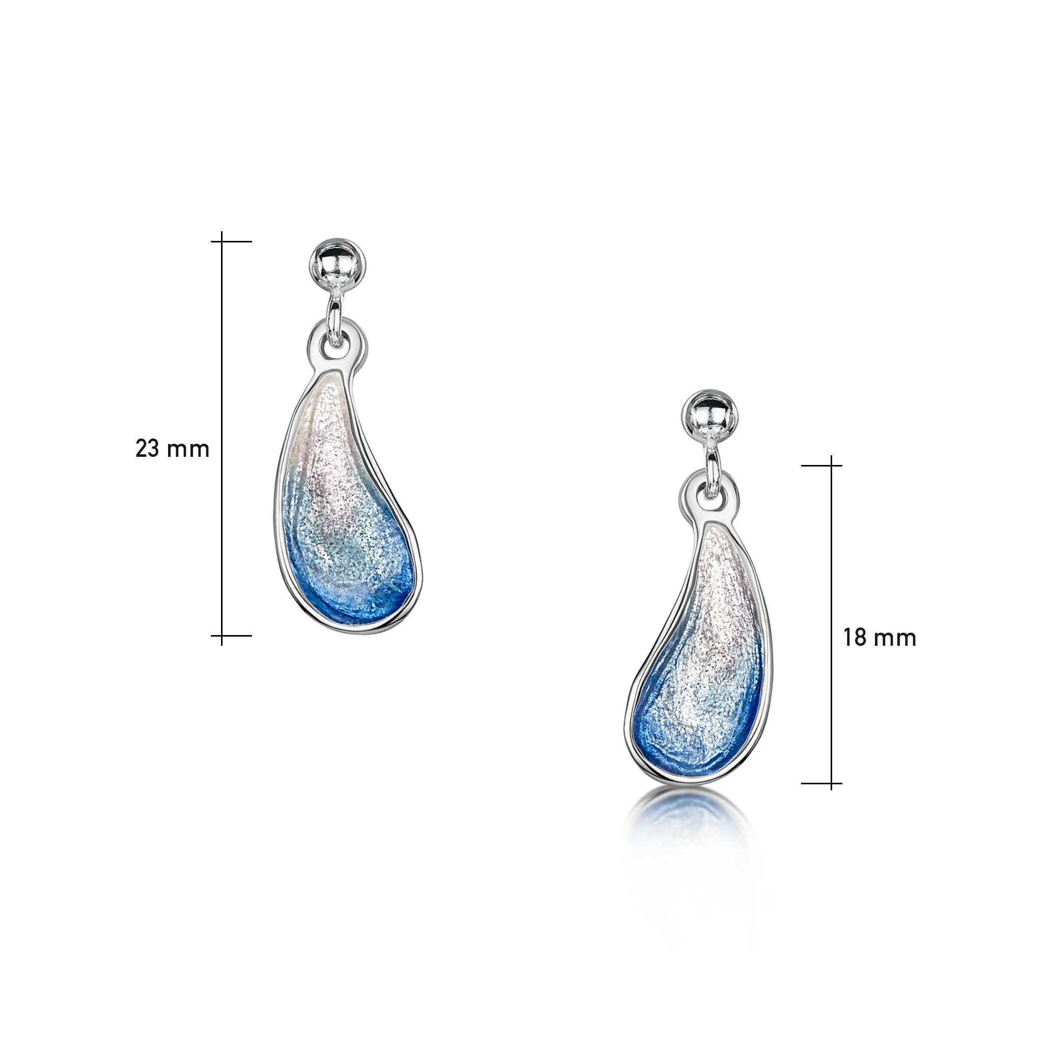 Mussel Small Drop Earrings in Mussel Blue Enamel