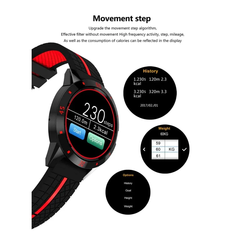 N6 Smart Watch 1.3 inch TFT Screen MTK2502C Bluetooth4.0, Silicone Watch Band, Support Heart Rate Monitor & Pedometer & Sleep Monitor & Sedentary Reminder(Red)