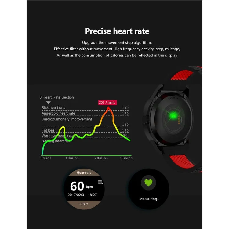 N6 Smart Watch 1.3 inch TFT Screen MTK2502C Bluetooth4.0, Silicone Watch Band, Support Heart Rate Monitor & Pedometer & Sleep Monitor & Sedentary Reminder(Red)