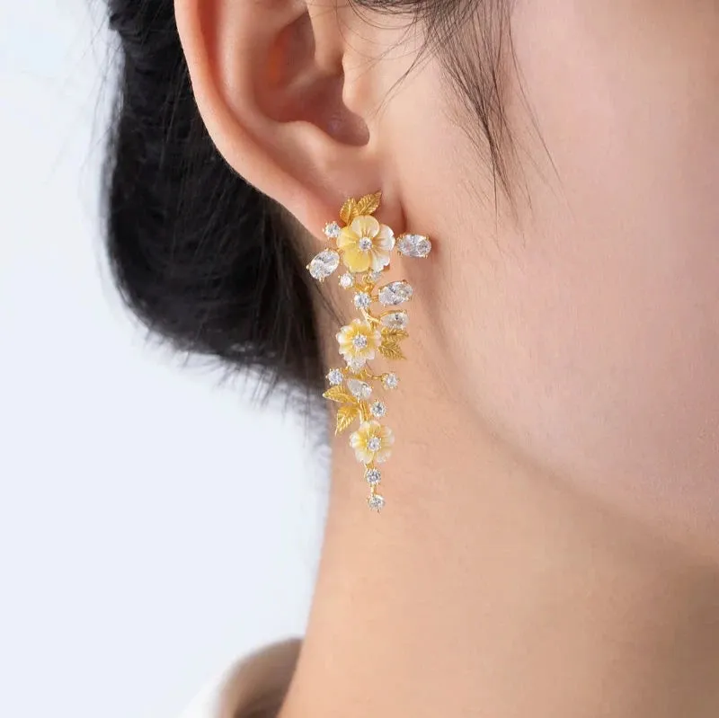 Natural Shell Flower Drop Earrings