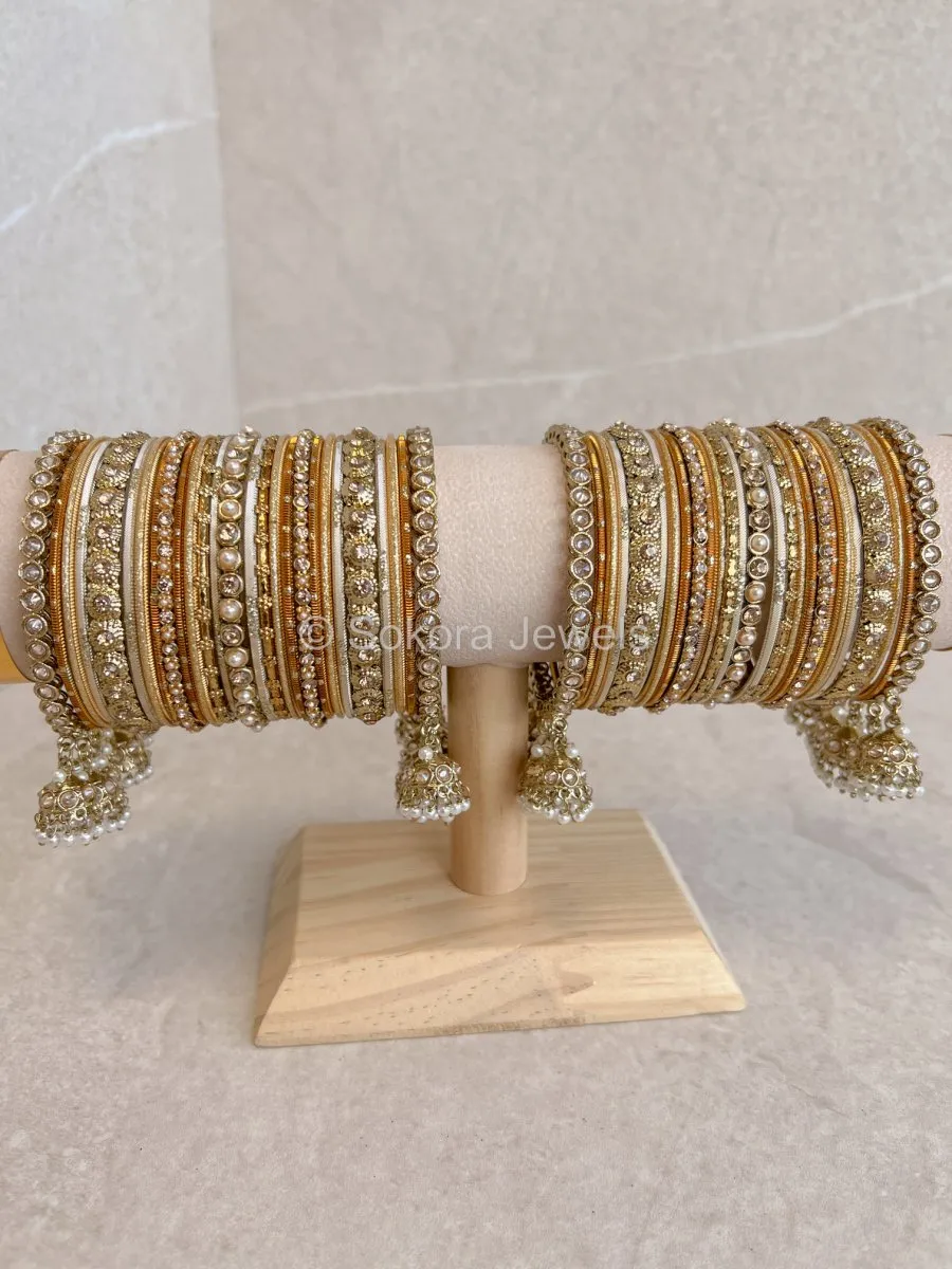 Neha Luxury Bangle Set - Golden