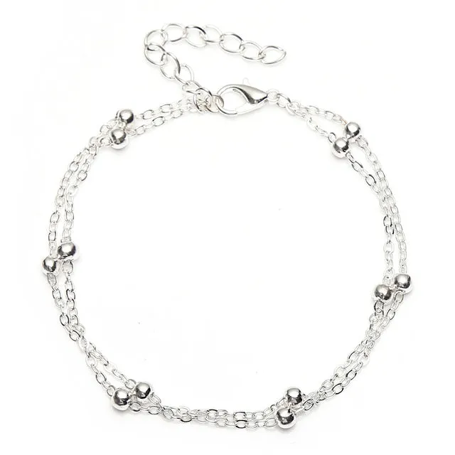 New Bell Beaded Silver Color Anklets For Women