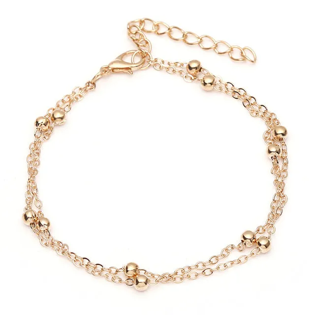 New Bell Beaded Silver Color Anklets For Women