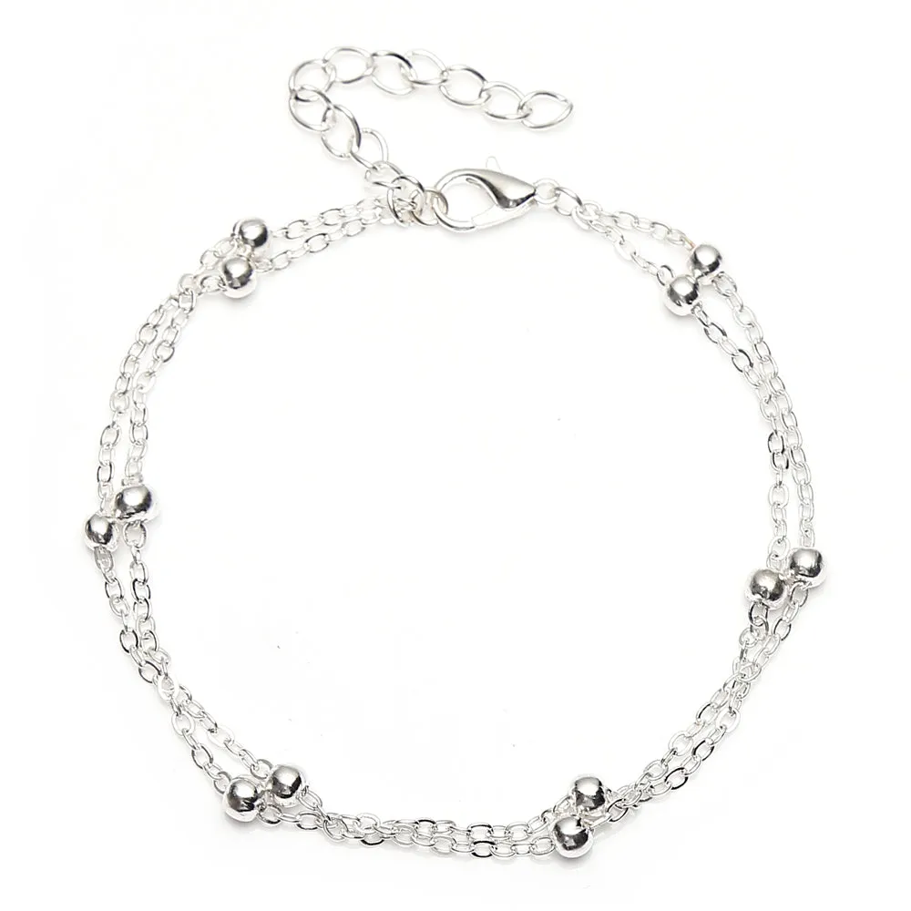 New Bell Beaded Silver Color Anklets For Women