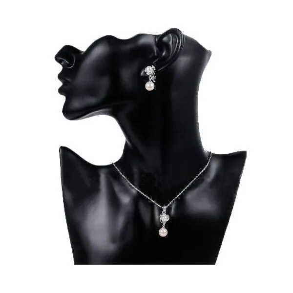 New Pearl Necklace Rhinestone Crystal Silver Gold Plated Link Chain Pendant Necklaces Classic Pearl Jewelry For Women Gift
