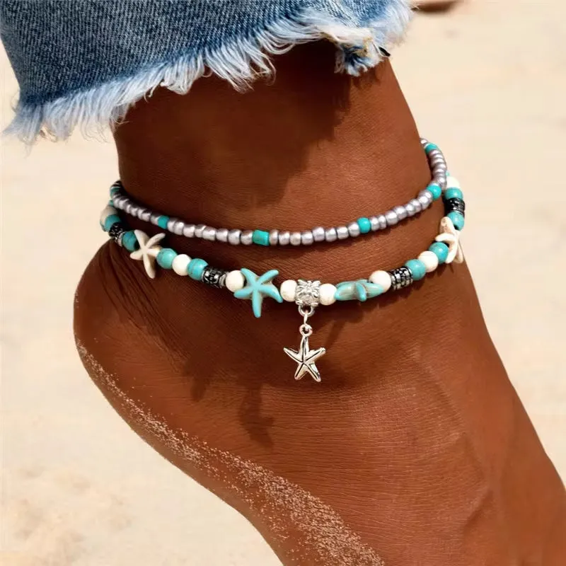 New Shell Beads Starfish Anklets for Women Beach Anklet Leg Bracelet
