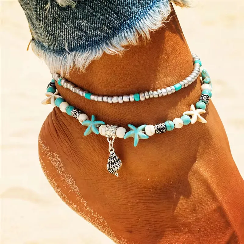 New Shell Beads Starfish Anklets for Women Beach Anklet Leg Bracelet