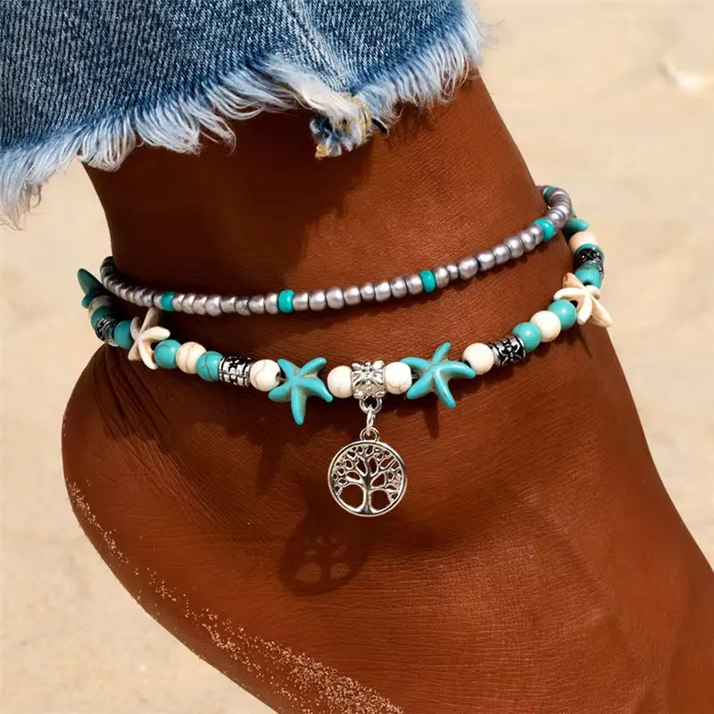 New Shell Beads Starfish Anklets for Women Beach Anklet Leg Bracelet