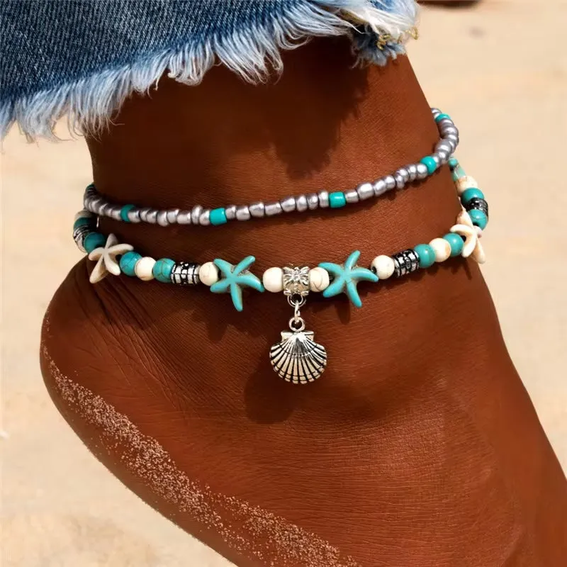 New Shell Beads Starfish Anklets for Women Beach Anklet Leg Bracelet