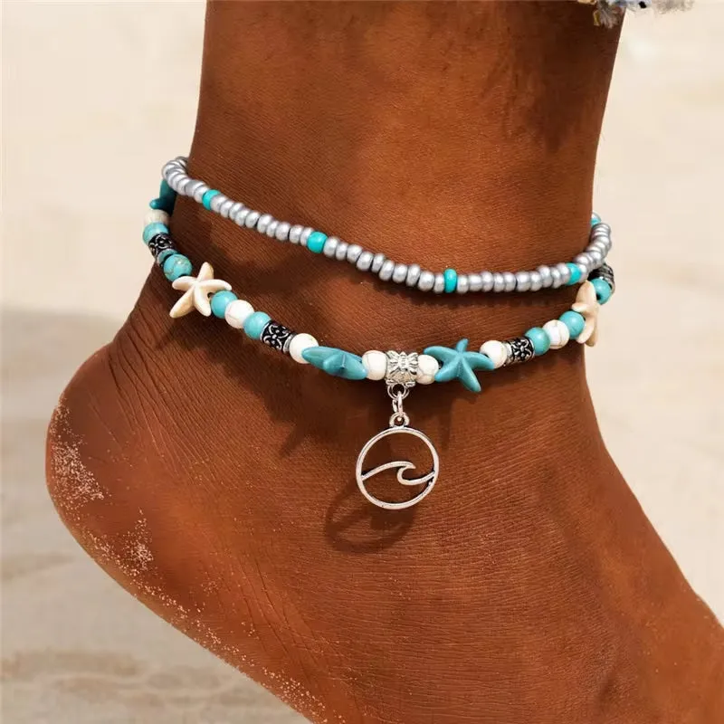 New Shell Beads Starfish Anklets for Women Beach Anklet Leg Bracelet