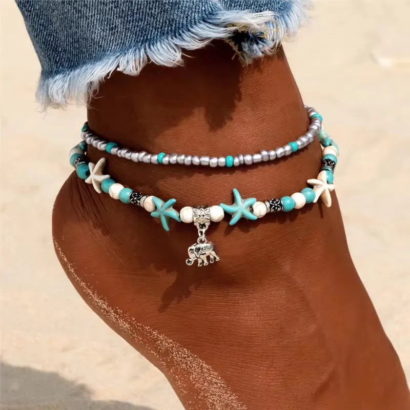 New Shell Beads Starfish Anklets for Women Beach Anklet Leg Bracelet
