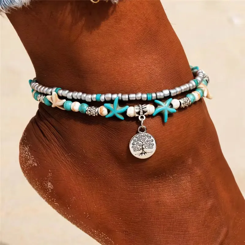 New Shell Beads Starfish Anklets for Women Beach Anklet Leg Bracelet