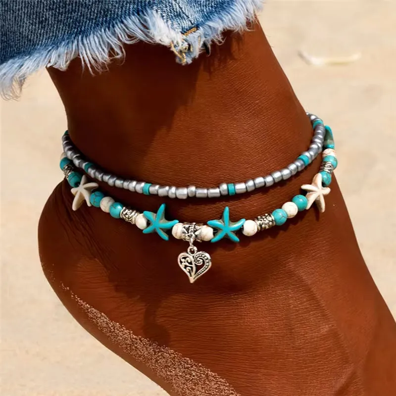 New Shell Beads Starfish Anklets for Women Beach Anklet Leg Bracelet