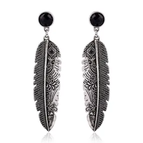 New style Bohemian Vintage silver feather earrings For women Female Fashion charm Dangle long earrings Accessories brincos