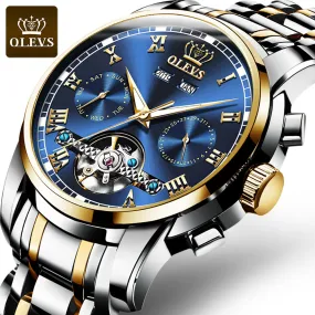 Olevs Top Brand Men Watch Automatic Mechanical Watch Dress Luxury Moon