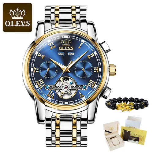 Olevs Top Brand Men Watch Automatic Mechanical Watch Dress Luxury Moon