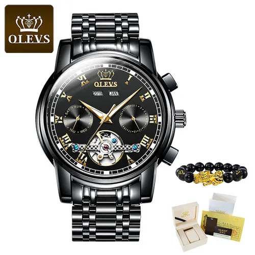 Olevs Top Brand Men Watch Automatic Mechanical Watch Dress Luxury Moon