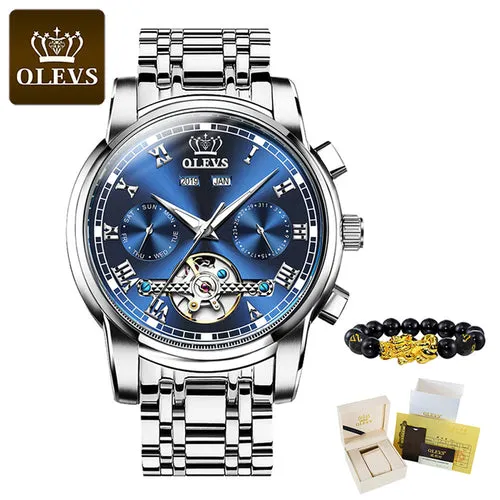 Olevs Top Brand Men Watch Automatic Mechanical Watch Dress Luxury Moon