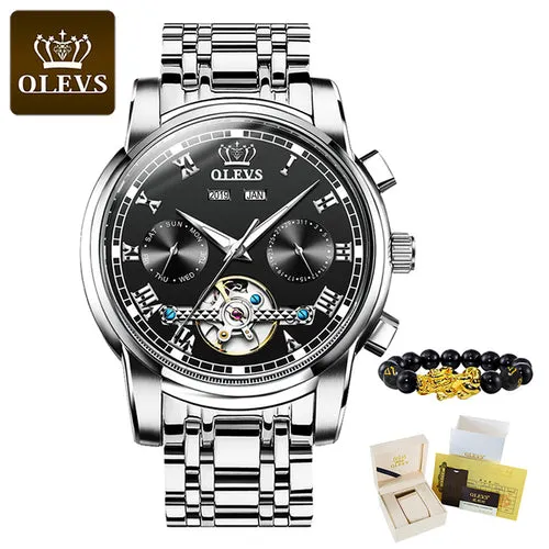 Olevs Top Brand Men Watch Automatic Mechanical Watch Dress Luxury Moon