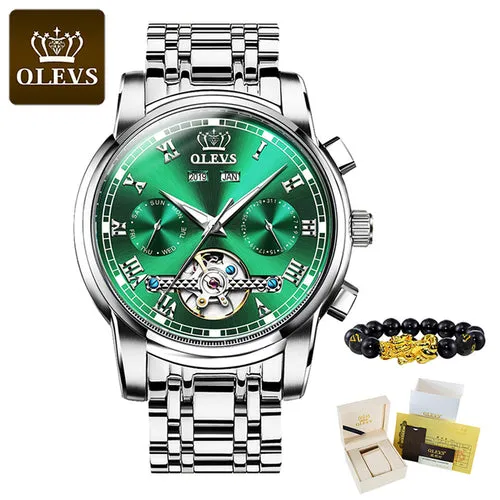 Olevs Top Brand Men Watch Automatic Mechanical Watch Dress Luxury Moon