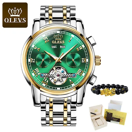 Olevs Top Brand Men Watch Automatic Mechanical Watch Dress Luxury Moon