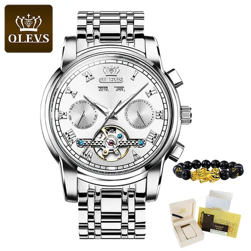Olevs Top Brand Men Watch Automatic Mechanical Watch Dress Luxury Moon
