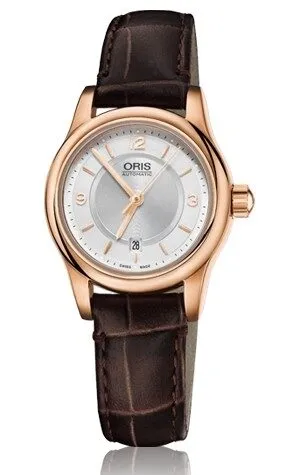 Oris Classic Date Silver Dial Brown Leather Ladies Watch 01 561 7650 4831-07 6 14 10