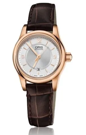 Oris Classic Date Silver Dial Brown Leather Ladies Watch 01 561 7650 4831-07 6 14 10