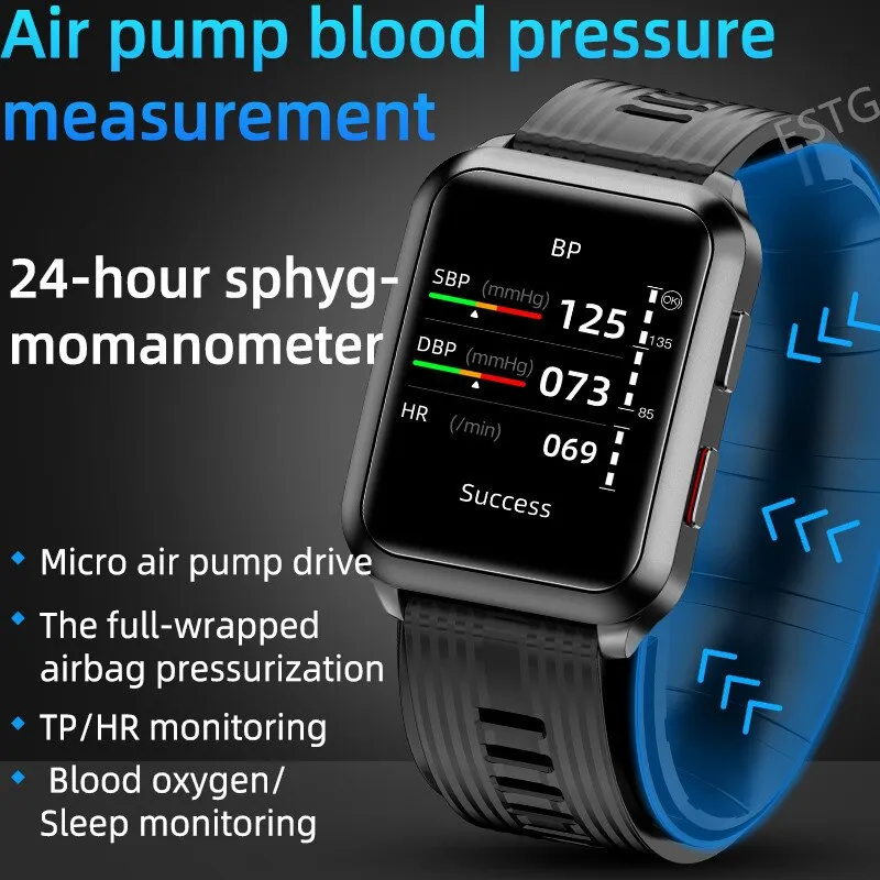 P60 Smartwatch Air Pump Airbag True Blood Pressure Oxygen Temperature Heart Rate Monitor Medical Sphygmomanometer Smart Watch