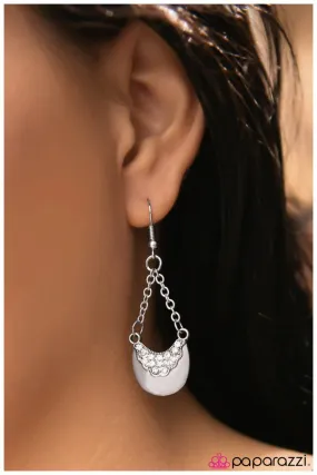 Paparazzi Earring ~ Right This SWAY - White