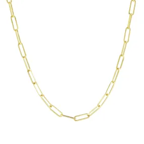 Paperclip Link Chain Necklace in 14k Gold