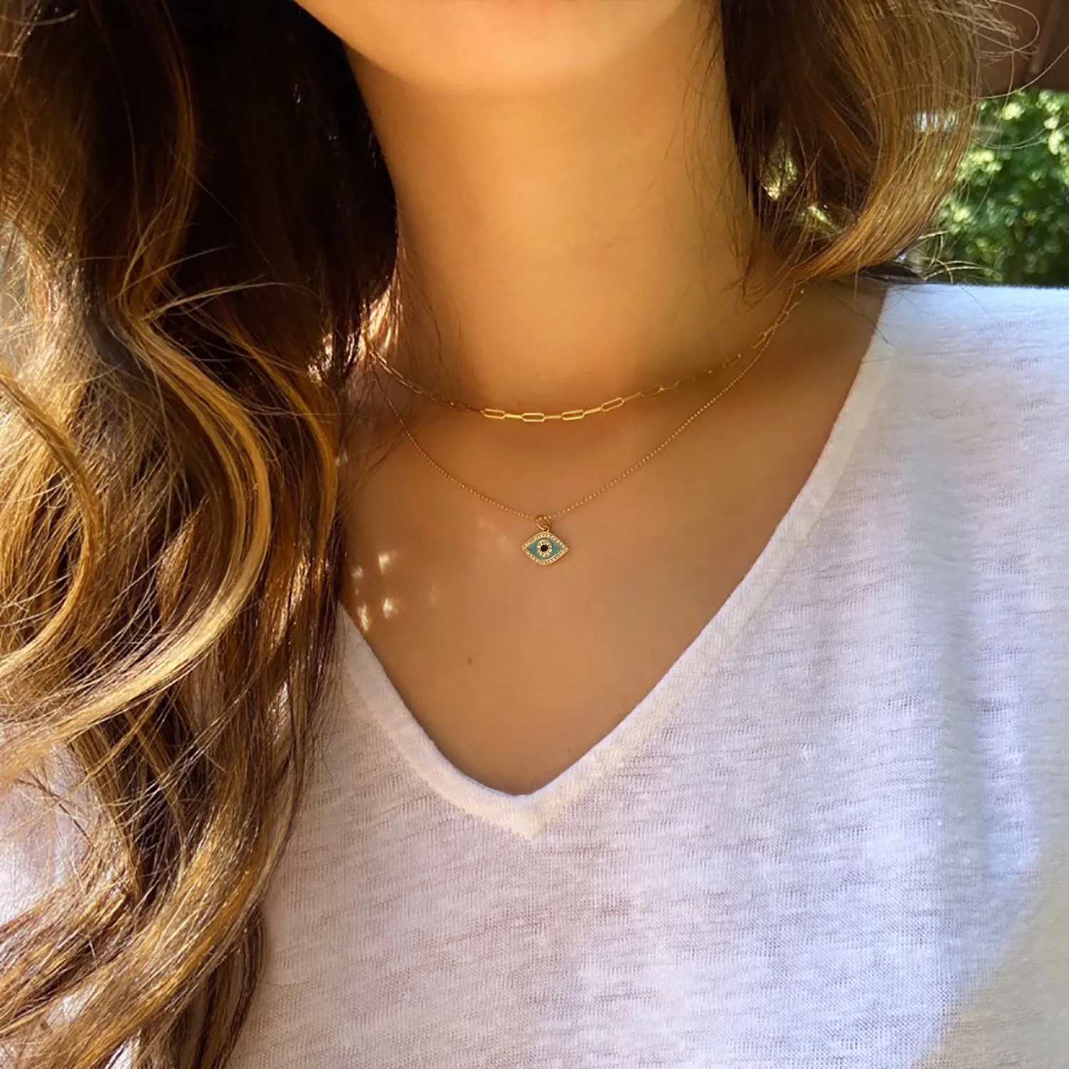 Paperclip Link Chain Necklace in 14k Gold